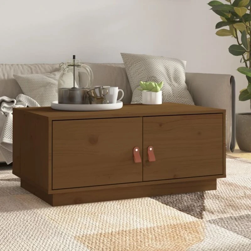 Image of Vidaxl Coffee Table Honey Brown 80X50X35cm Solid Wood Pine, Brown 818253