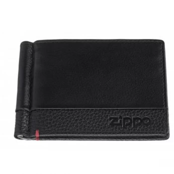 image of Zippo Black Nappa Leather Money Clip Wallet (11 x 8.2 x 1cm)