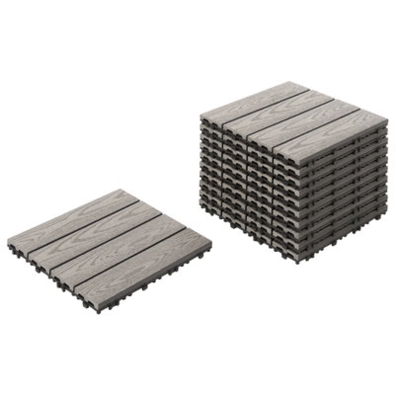 Image of Beliani Outdoor Flooring Atessa Wood-Plastic Composite (Wpc) Grey