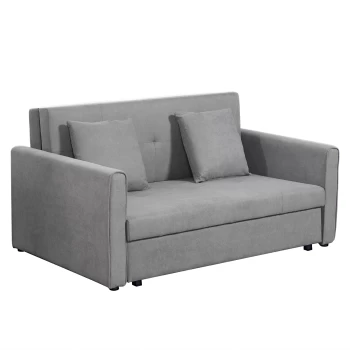 image of HOMCOM Two Seater Fabric Sofa Bed with Storage furniture for Livingroom Furniture Grey AOSOM UK