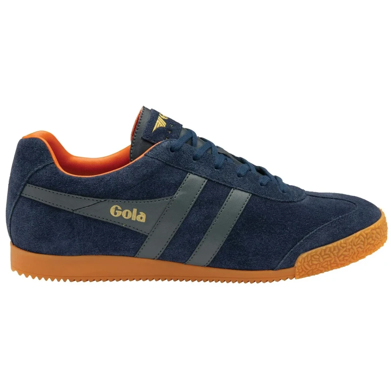 Image of Gola Mens Harrier Classics Suede Trainers Shoes Blue Navy Orange - UK 9 Blue male CB0623NVA9