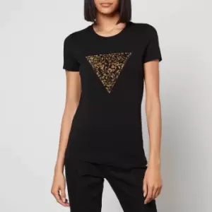 image of Guess Lidia Logo-Print Cotton-Blend Jersey T-Shirt - L