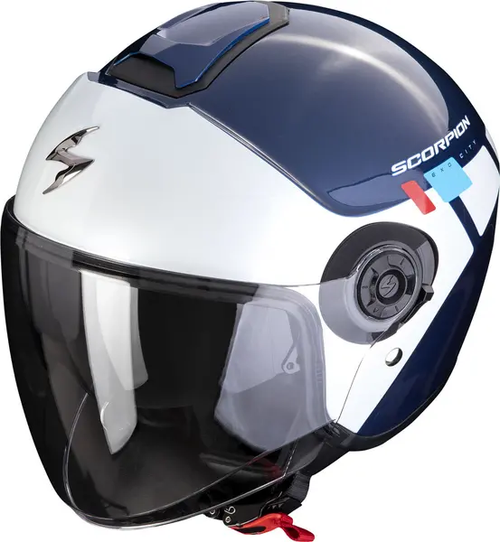 image of Scorpion Exo-City II Mall Blue-White-Red Jet Helmet XL