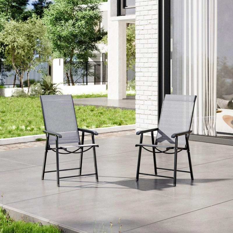 Image of Breeins 2Pcs Fabric Folding Chairs Set Black L