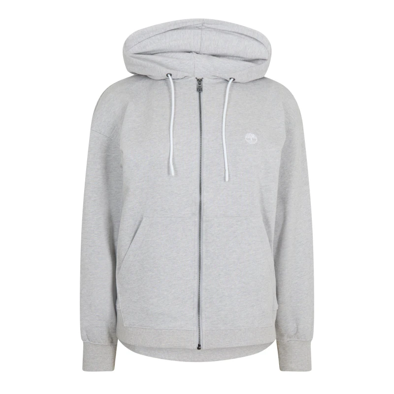 Image of Timberland Womens Full Zip Loop Back Zip Hoodie Light Grey Hthr female 8 (XS)
