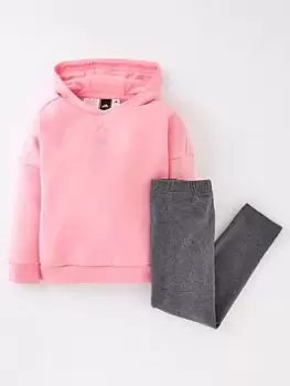 Image of adidas Favourites Toddler Girls 3 Stripe Overhead Hoody And Tights Set, Light Pink, Size 0-3 Months, Women