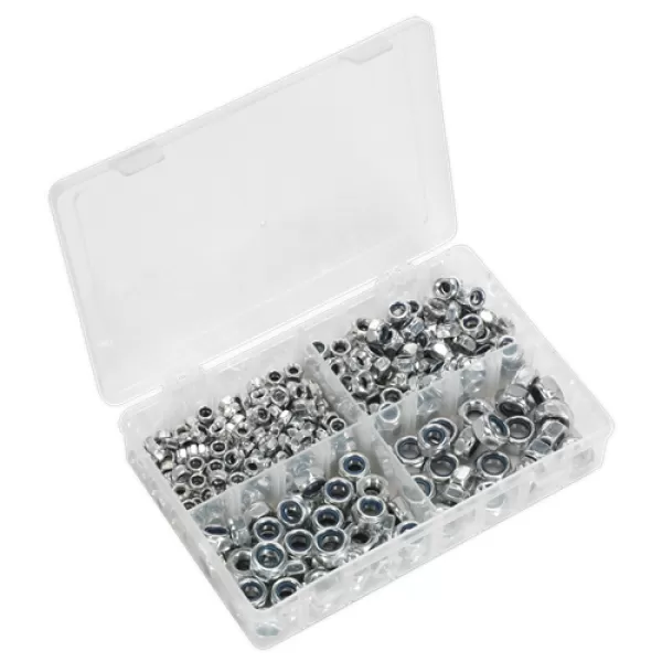 Image of Genuine SEALEY AB032LN Nylon Lock Nut Assortment 300pc M6-M12 DIN 982 Metric