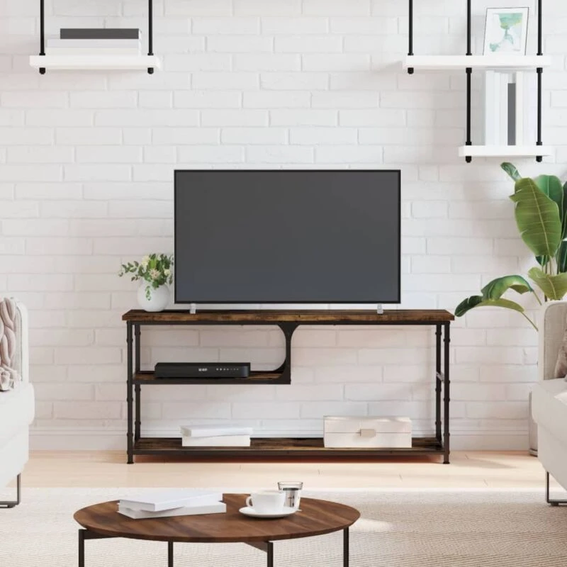 Image of VIDAXL TV Cabinet Smoked Oak 103x38x46.5cm Engineered Wood and Steel Vidaxl 8720845774424