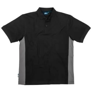 image of Tough Grit Polo Shirt, in Black and Grey Breathable, Cotton, Size: XL