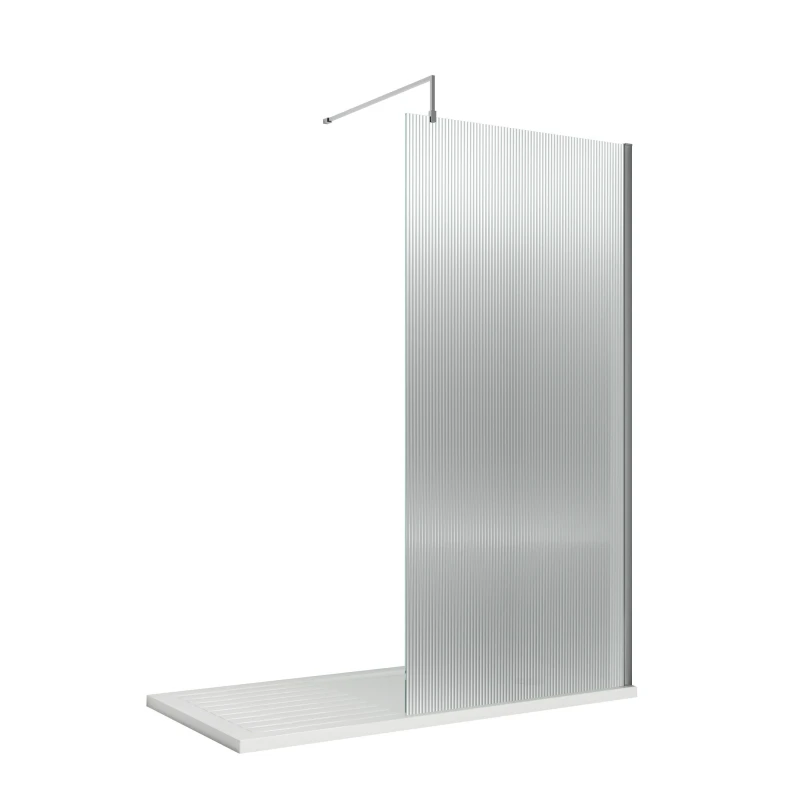 Image of Balterley 8mm Safety Glass Screen Support Bar Chrome 1850x900mm Silver