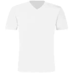 Image of B&C Mens Exact V-Neck Short Sleeve T-Shirt (2XL) (White)