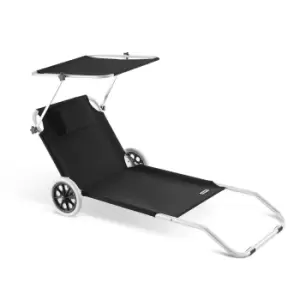 image of Sun Lounger Kreta Anthracite Aluminium with Castors