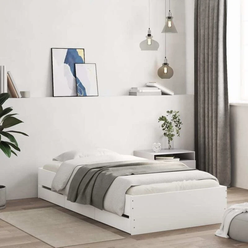 Image of VIDAXL Bed Frame with Drawers without Mattress White 90x190cm Single Vidaxl 3207322