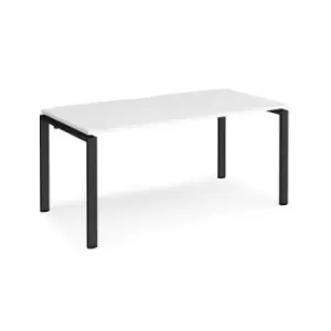 image of Bench Desk Single Person Starter Rectangular Desk 1600mm White Tops With Black Frames 800mm Depth Adapt