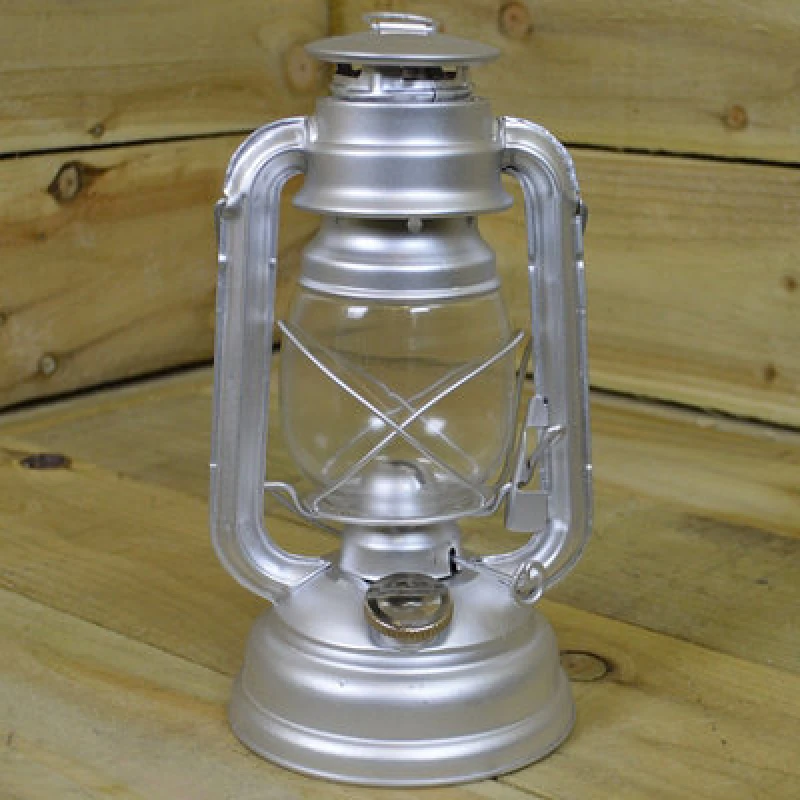 Image of Samuel Alexander 10" Paraffin Hurricane Camping Lantern Light - Silver