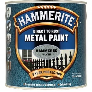 image of Hammerite Hammered Finish Metal Paint Silver 2500ml