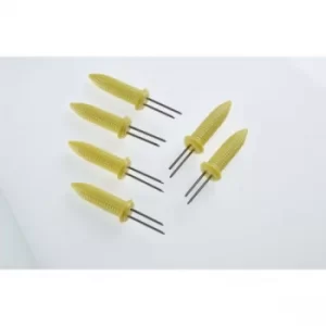 image of Fackelmann 56715 Corn Skewers Set of Plastic/Stainless Steel, Yellow