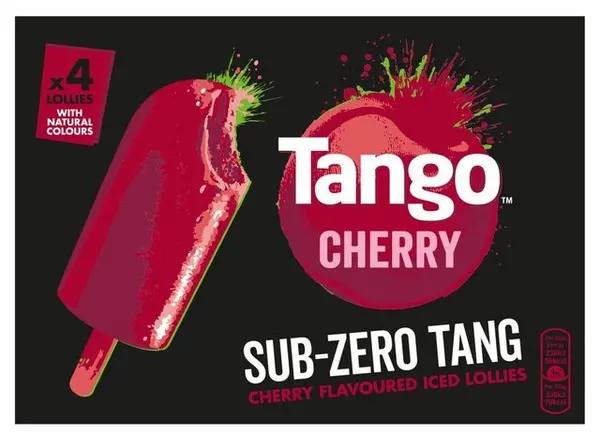 image of Tango Cherry Sub Zero Tang Lollies 70ml 4x Pieces