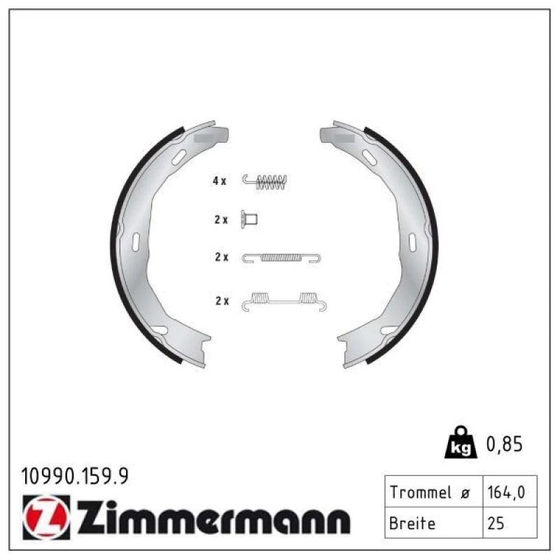 Image of ZIMMERMANN Handbrake shoes ZIMMERMANN 10990.159.9