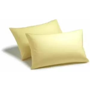 image of Charlotte Thomas - Poetry Plain Dye 144 Thread Count Combed Yarns Lemon Housewife Pillowcase Pair