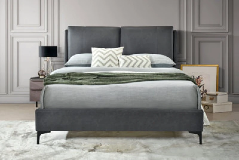 Image of Flintshire Ashleigh Grey Fabric Bed Frame - 4ft6 Double