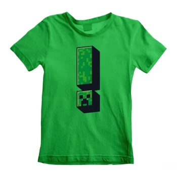 image of Minecraft - Creeper Exclamation Unisex 3-4 Years T-Shirt - Green