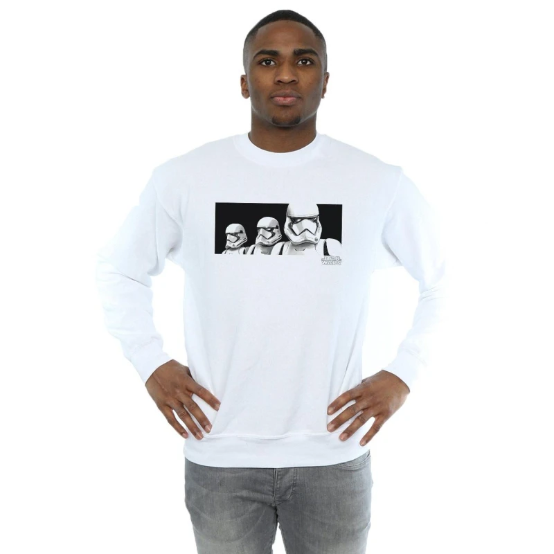 Image of Disney Men Star Wars The Rise Of Skywalker Troopers Band Sweatshirt in White Size: Small White S Male 5059400162493
