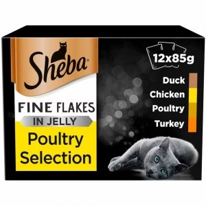 Sheba Fine Flakes Poultry Cat Food 12 x 85g