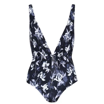 image of Firetrap Plunge Swimsuit Ladies - Black Flwr Prnt