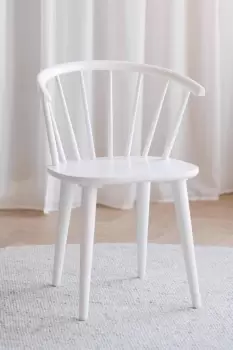 Image of Pair Of Solid Wooden Dining Chairs White With Spindled Back