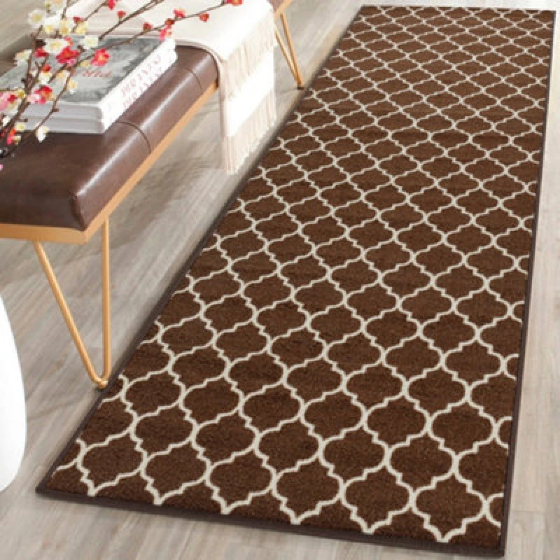 Image of Smart Living Smart Living Trellis Heavy Duty Machine Washable Hallway Kitchen Non Slip Door Mat in Dark Brown Size: 67cm x 120cm Dark Brown 67cm x 1