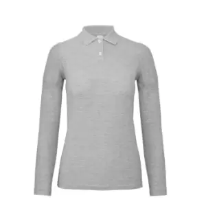 image of B&C ID.001 Womens/Ladies Long Sleeve Polo (L) (Taupe Grey)