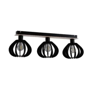 image of Nicoleta Ceiling Spotlight Bar Black And Natural, 62cm, 3x E27