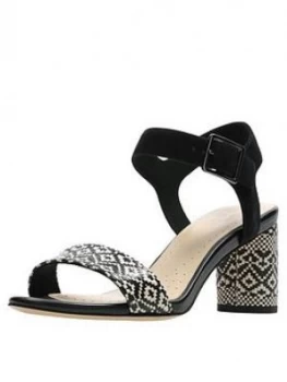 image of Clarks Amali Weave Heeled Sandals - Black Interest, Size 3, Women