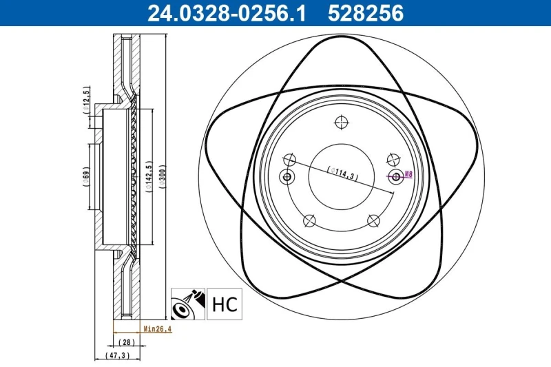 Image of Brake disc ATE 24.0328-0256.1