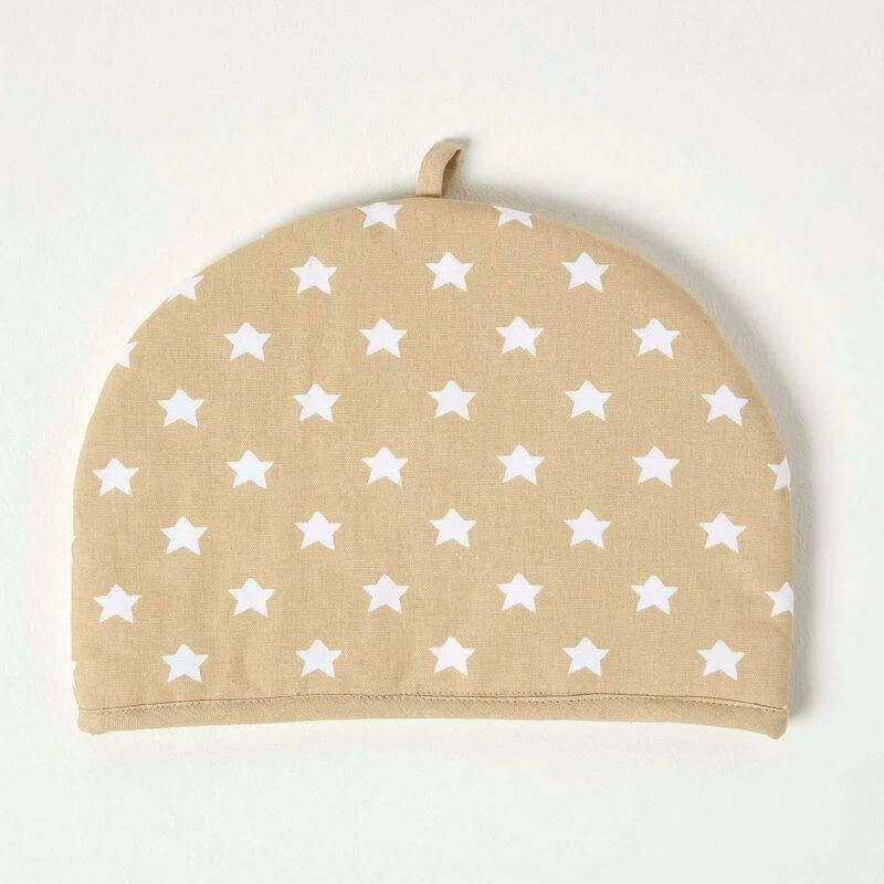Image of Homescapes Tea Cosy Double Design Beige Stars Teapot Warmer Beige unisex