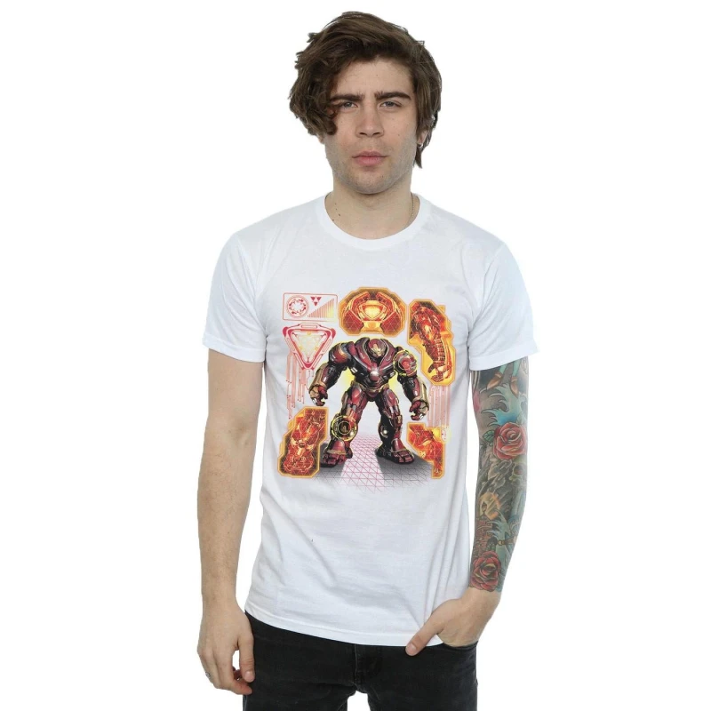 Image of Marvel Marvel Men Avengers Infinity War Hulkbuster Blueprint T-Shirt in White Size: Small White S Male 5057736705797