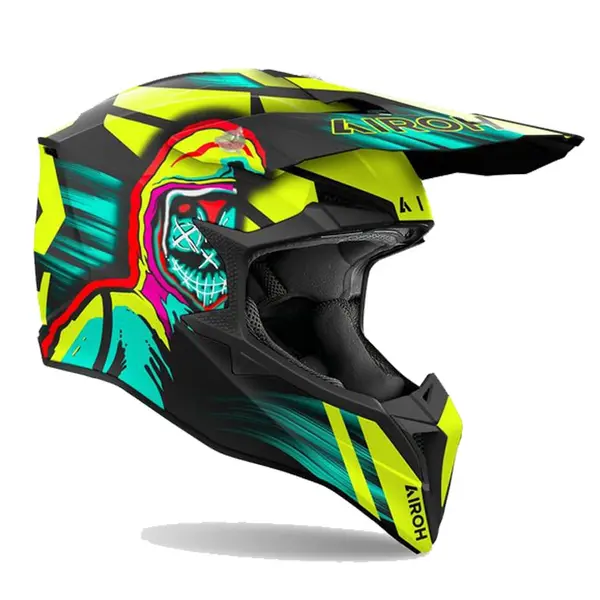 Image of Airoh Wraaap Cyber Yellow Matt Offroad Helmet Size XS