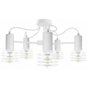 Image of Keter Rune Multi Arm Semi Flush Ceiling Light White, 60cm, 5x E27