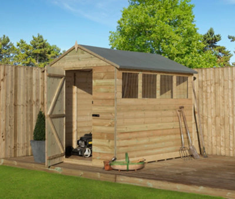 Image of Empire Sheds Empire 9200 Premier Apex Shed 6X6 Pressure Treated Tongue And Groove Wooden Garden Shed Windows (6' X 6' / 6ft X 6ft) (6X6)