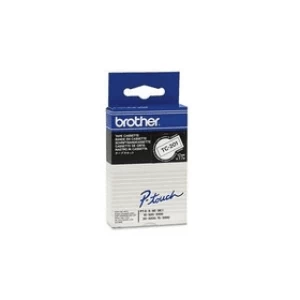 Image of Brother TC-201 P-touch Black on White Tape 12mm x 7 7m