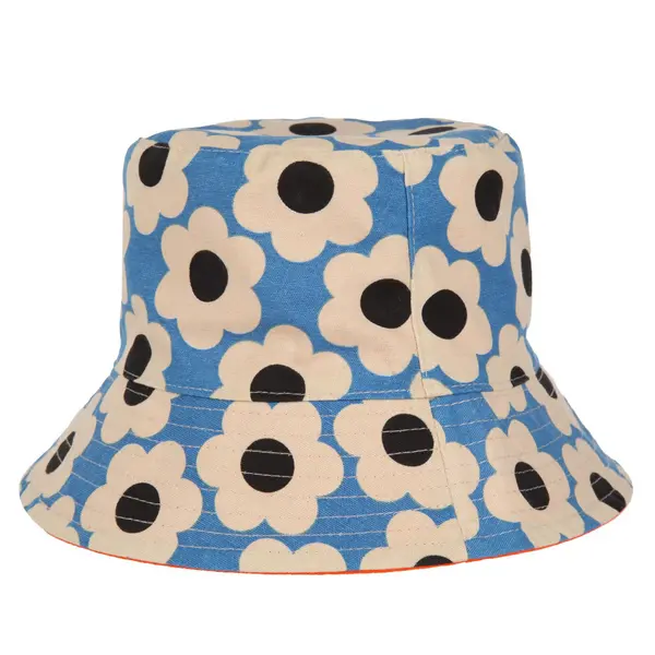 Image of Regatta Womens Orla Reversible Cotton Bucket Hat Small / Medium Blue Sixties Daisy RWC167-T6E-S