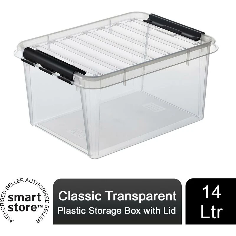 Image of SmartStore Classic Transparent 'Plastic Storage Box' with Lid Clear unisex