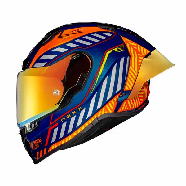 Image of Nexx X.R3R Glitch Racer Orange Blue Full Face Helmet Size L