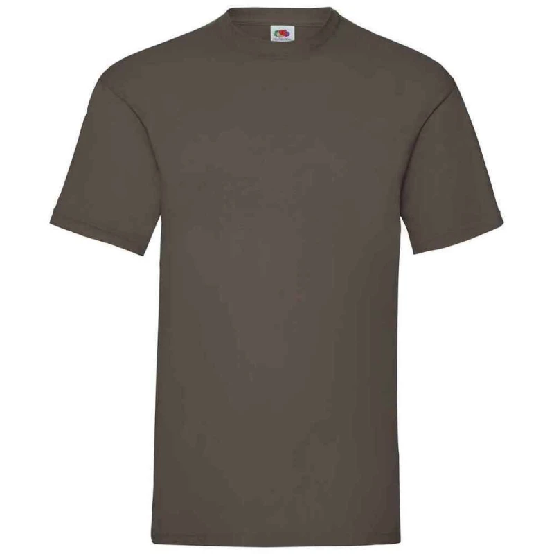 Image of Fruit Of The Loom Fruit of the Loom Men Valueweight T-Shirt in Chocolate Size: Small Chocolate S Male 5063527510723