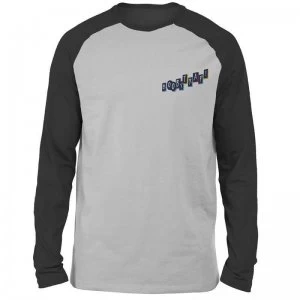 Image of DC Birds of Prey Boobytrap Embroidered Unisex Long Sleeved Raglan T-Shirt - Grey/Black - L
