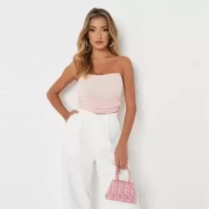 image of Missguided Chiffon Drape Bandeau Corset Top - Pink