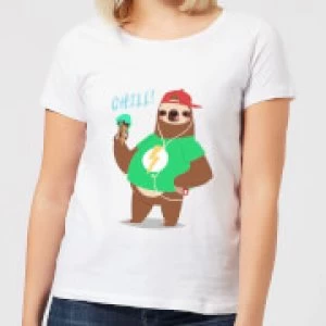Image of Sloth Chill Womens T-Shirt - White - 3XL
