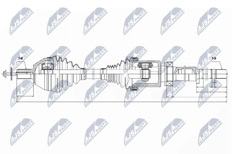 Image of NTY NPW-VV-039 Drive shaft Automatic Transmission, Front Axle Right Drive Shaft (13)