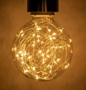 Image of Prolite LED G95 Globe 1.7W E27 Star Effect Funky Filaments Extra Warm White Clear Polycarbonate